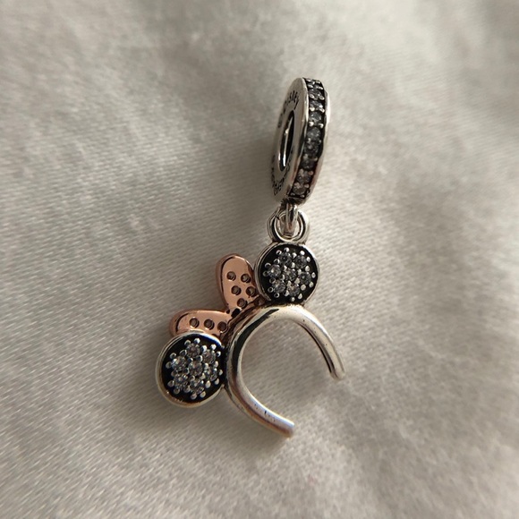 Pandora Disney Minnie Mouse Pavé Headband Dangle Pendant Charm - Picture 3 of 7